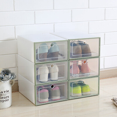 

Gobestart 3PCS Foldable Shoe Storage Boxes Shoe Organizer Transparent Plastic