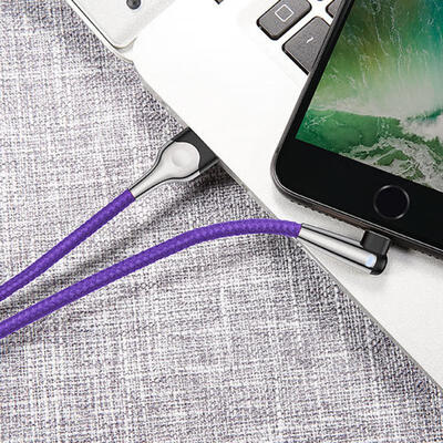 

BASEUS USB Lightning 90 Degrees Right Angle 15A 24A Fast Charge USB Data Charging Cable W Indicator Light For IPHONE-1m