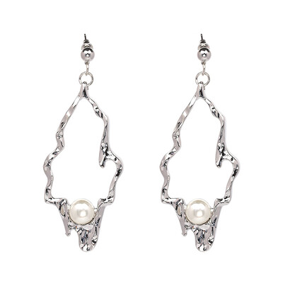 

2019 New Design Statement Jewelry Big Geometric With Simulated-pearl Dangle Drop Earrings For Women Wholesale J50090