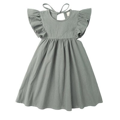 

Toddler Kids Baby Girl Linen Ruffle Princess Casual Beach Dress Outfits Clothes