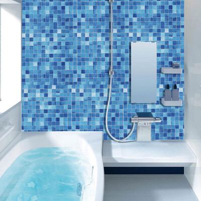 

Siaonvr Kitchen Oil Proof Blue Square Wallpaper Self-adhesive Bathroom Bathroom Stickers