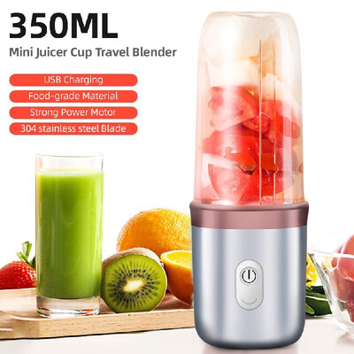 

Mini Juicer Cup 350ml Fruit Juice Mixer Travel Blender with Stainless Steel 4-Blades USB Rechargeable