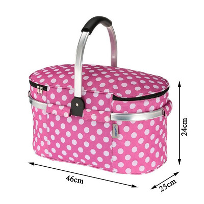 

TOMSHOO 30L Foldable Picnic Basket Outdoor Insulated Storage Basket Shopping Basket Folding Aluminum Handle 46 25 24cm
