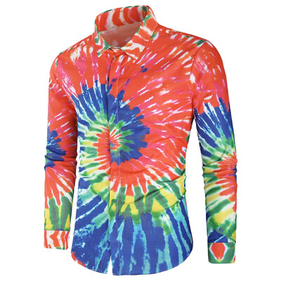 

Tie Dye Hidden Button Long Sleeves Shirt