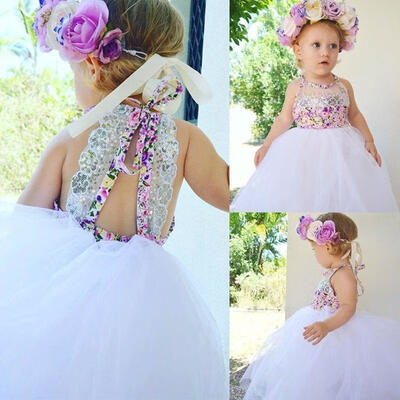

Sequins Toddler Baby Kids Girls Tulle Tutu Floral Dress Party Dresses Sundress