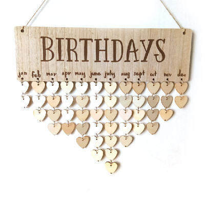 

Wooden Calendar Board Sign Family Celebration&Birthday Reminder DIY Wooden Craft for Home Decoration