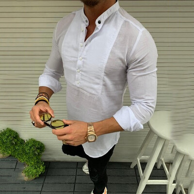 

Tailored Fashion Mens Long Sleeve Casual Fit Silm Shirt Blouse Letter Printed Top