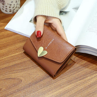 

Love Small Womens Wallet Purse Folding Student Change Coin Wallet Female Short Paragraph PU Leather Wallet