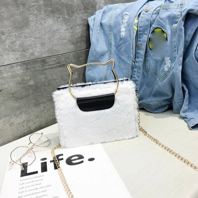 

Tailored Female Bag Cat Hairy Shoulder Bag Student Messenger Bag Fashion Wild Lady Bag