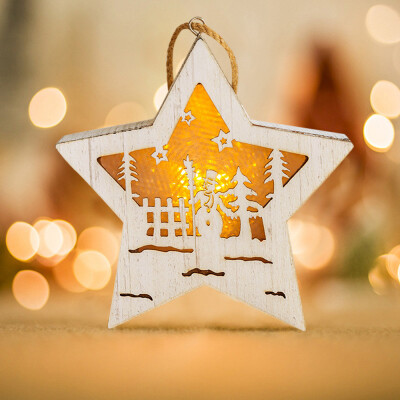 

Tailored Christmas Glowing Creative Xmas Tree Hangings Wooden House Pendant Decor