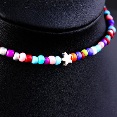 

Trendy Bohemia Nature Stone sun moon star Pendant charm Jewelry colorful Beaded Chain Necklace for Women Sexy Simple Choker