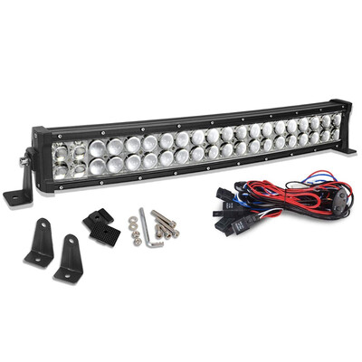 

LED Light Bar 22" with Mounting Bracket 4D 120W Curved Work Light with 8ft Wiring Harness