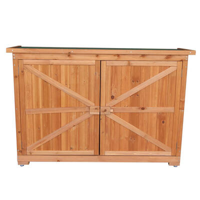 

Double Doors Fir Wooden Garden Yard Shed Lockers Outdoor Storage Cabinet Un