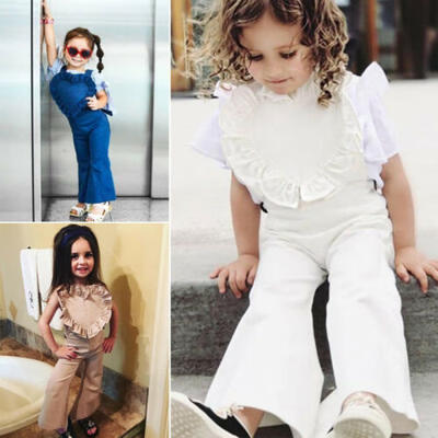 

Newborn Baby Girls Bib Pants Bell-Bottom Trousers Romper Jumpsuit Outfits Hot