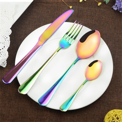 

New Style 4Pcs Iridescent Unicorn Stainless Steel Cutlery Set Unique Amazing Colour