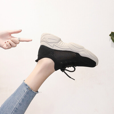 

Summer net surface breathable hollowed-out sports shoes 100 leisure ins super hot father shoes women tide