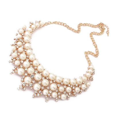 

Pearl Necklace Clavicle New European Diamond Necklace Jewelry Alloy Pearl Necklace Hot Sale