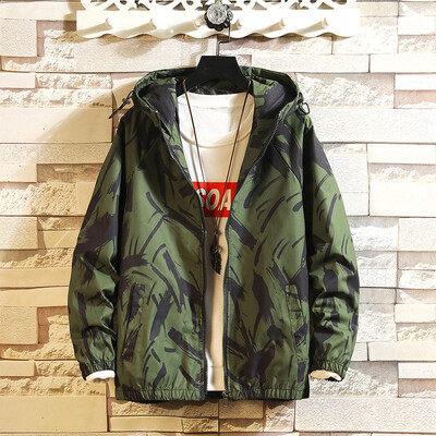 

Fashion Mens Floral Printed Zip Hooded Jacket Blouse Windbreaker Loose Coat Tops