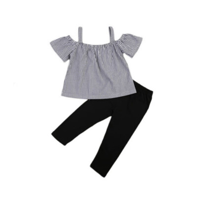 

Kids Baby Girl Kids Off Shoulder Romper Tops T-Shirt Pants Long Outfits