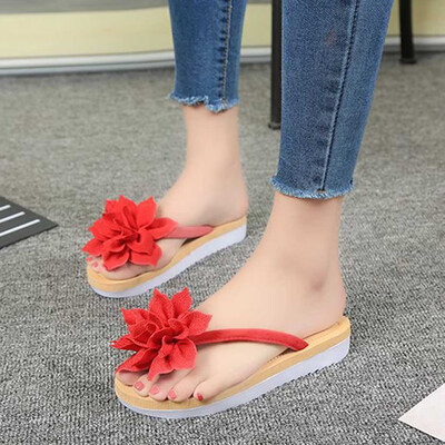 

Rose Fashion Women Summer Flip Flops Slipper Flower Flat With Beach Slippers Slides