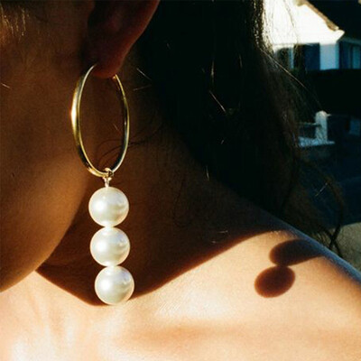 

Fashion Sweet Women Circle Faux Pearl Hoop Dangle Drop Earrings Jewelry Gift