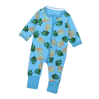

Newborn Baby Boys Girls Floral Print Zipper Long Sleeve Romper Outfits Clothes