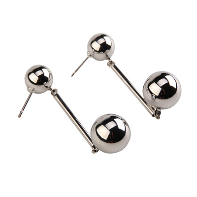 

Punk Style Big Metal Beads Earrings Long Drop Earrings Women Party Statement Hanging Dangle Earrings Fashion Jewelry