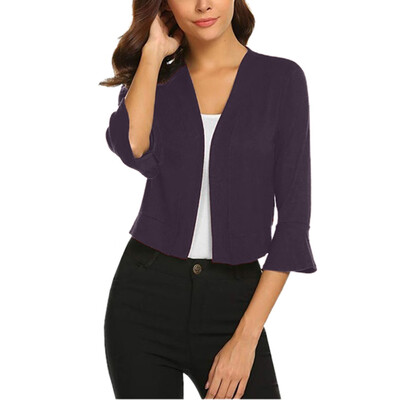 

Toponeto Fashion Women Winter Half Sleeve Trumpet Sleeve Solid Color Short Cardigan Coats