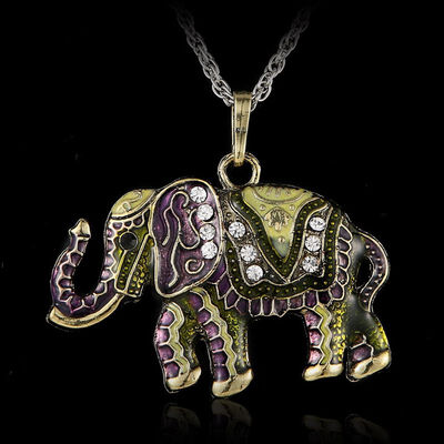 

Fashion jewelry Clothing accessories long Necklace vintage crystal rhinestone elephant necklace pendant