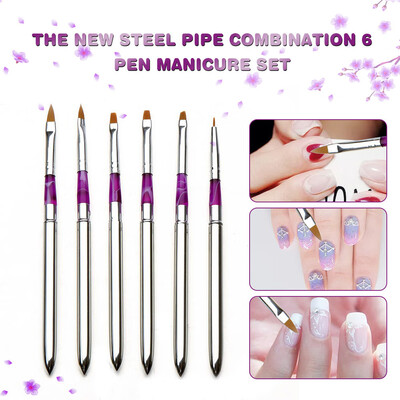 

〖Follure〗6Pcs Women Gel Nail Brush Nail Tools Brush Set Flower Pen Fan Pen Dizzy Pen