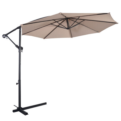 

10 Hanging Umbrella Patio Sun Shade Offset Outdoor Market WT Cross Base-beige