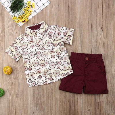 

Toddler Kid Baby Boys Short Sleeve Tops T-Shirt Button Down Shirts Shorts Pants 2Pcs Summer Outfits 1-6Y Gentleman Clothes