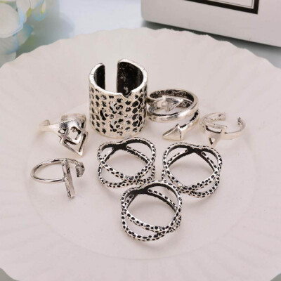 

Hot Women Punk Vintage Knuckle Rings Bohemia Tribal Hippie Stone Joint Ring Jewelry Set Gift