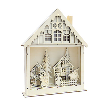 

Tailored Christmas Table Decorations Led Luminous Cabins Wooden Ornaments Kids Gifts