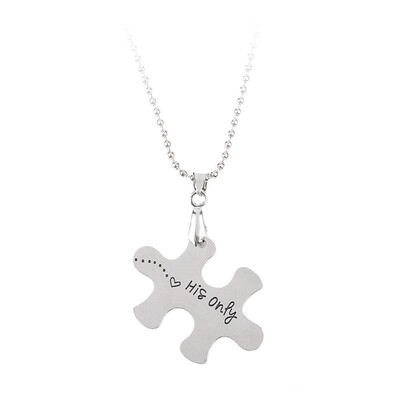 

Geometry Puzzle Pendant English Letters Necklace Necklace Fashion Couple Friendship Silver Color Pendant Necklace