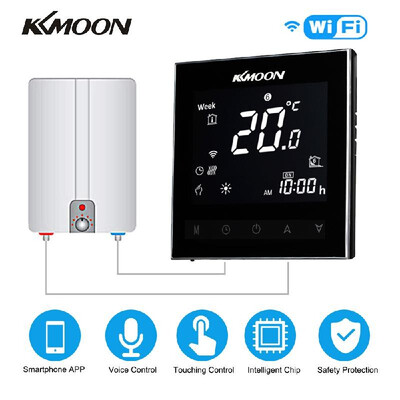 

KKmoon Digital WaterGas Boiler Heating Thermostat with WiFi Connection & Voice Control Energy Saving AC 95-240V 5A Touchscreen LC