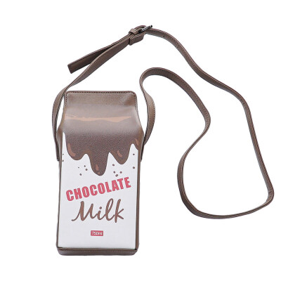 

Creative Women Cartoon Milk Box Faux Leather Mini Crossbody Shoulder Phone Bag