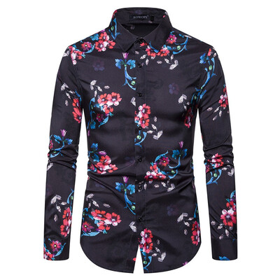 

Tailored Mens Summer Fashion Business Leisure Printing Long-sleeved Shirt Top Blouse