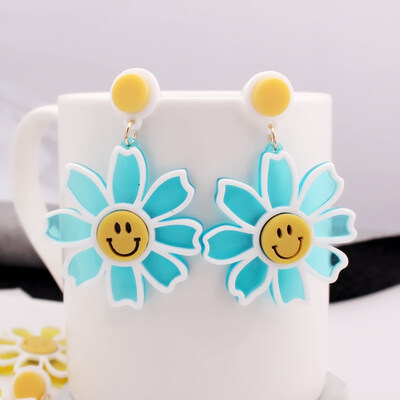 

EK715 New Design Trendy Acrylic Earrings Big Flowers Drop Earrings for Women Korean Creative Sweet Smile Face Earrings Jewelry