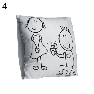 

Double-sided Print Black White Couple Pillow Case Cushion Cover Sofa Bed Decor