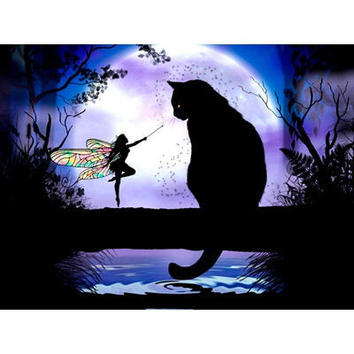

5D DIY Diamond Painting Cat Full Square Drill Diamond Embroidery Angel Diamond Mosaic Sets Picture Of Rhinestones