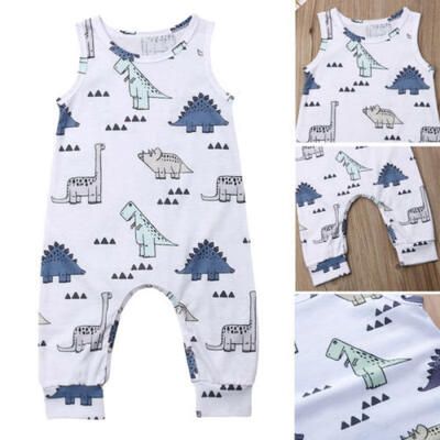 

Sleeveless Newborn Infant Baby Boy Girl Unsiex Dinosaur Romper Bodysuit Jumpsuit