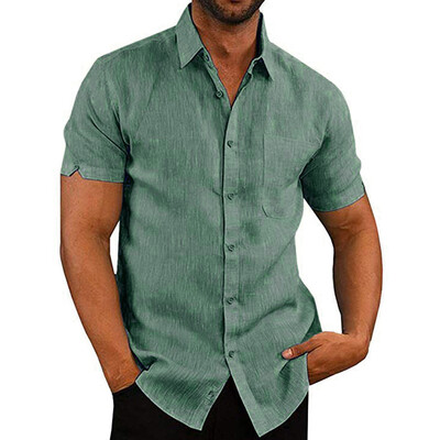 

Tailored Mens Summer Casual Slim Short Sleeve Pockets Shirts Top Beach Blouse