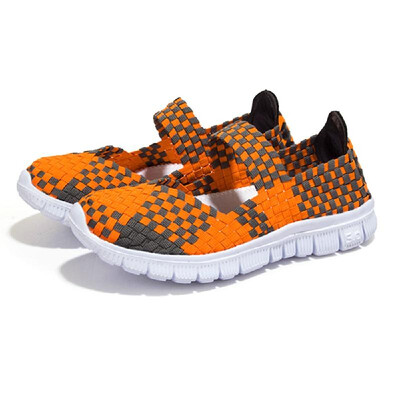 

Summer Women Breathable Casual Running Weave Shoes Mixed Color Ladys Sneaker Mesh Fabric Flat Shoes