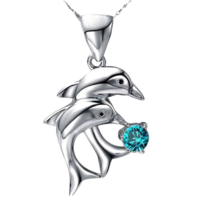 

Double Dolphin Rhinestone Pendant Necklaces Two Styles Cute silver plated Jewelry Women