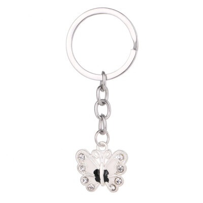 

New Fashion Colorful Butterfly Keychain Rhinestone Alloy Keyholder Accessories Butterfly Keyrings Gifts