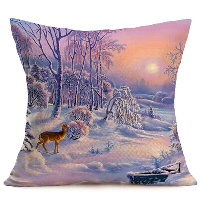 

〖Follure〗Merry Christmas Linen Pillow Cases Sofa Cushion Cover Home Decoration