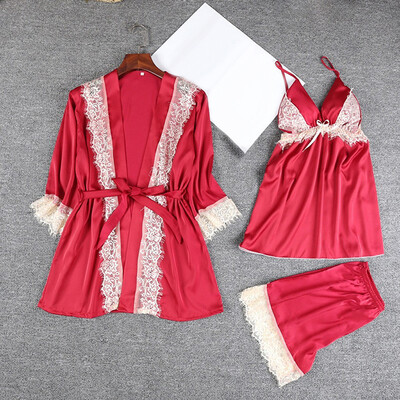 

Ladies 3PcsSet Pajamas Set Gown Nightwear Nightdress Women Sexy Night Lingerie