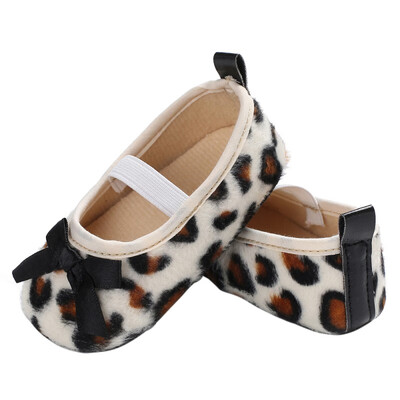 

Toddler Newborn Baby Crib Shoes Leopard Princess Baby Soft Sole Anti-Slip Prewalker For Baby Girls First Walkers