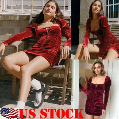

Womens Slim Fit Long Sleeve Sexy Cocktail Party Tight Mini Bodycon Pencil Dress